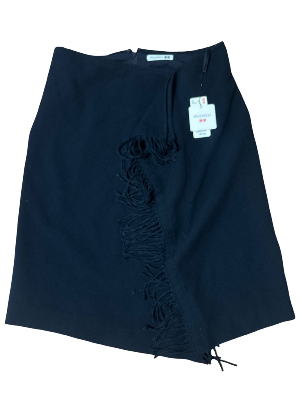 JW Anderson Navy Asymmetrical Fringe Skirt